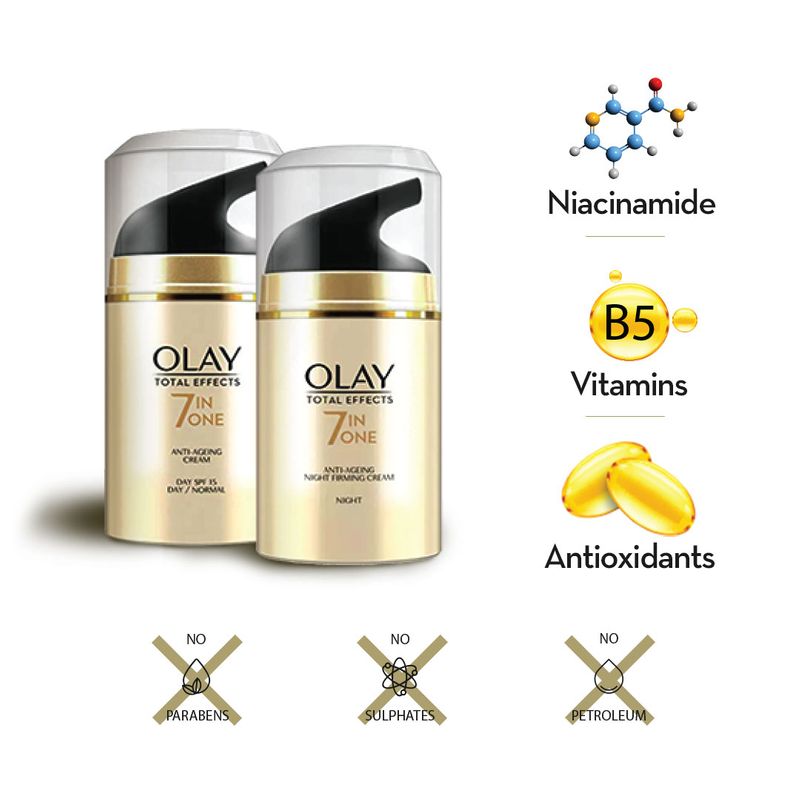 Olay Total Effects Slay All Day With Day & Night Cream, Fights 7 Signs of Ageing With Niacimide, 100g Buy at Indicrest Image 3