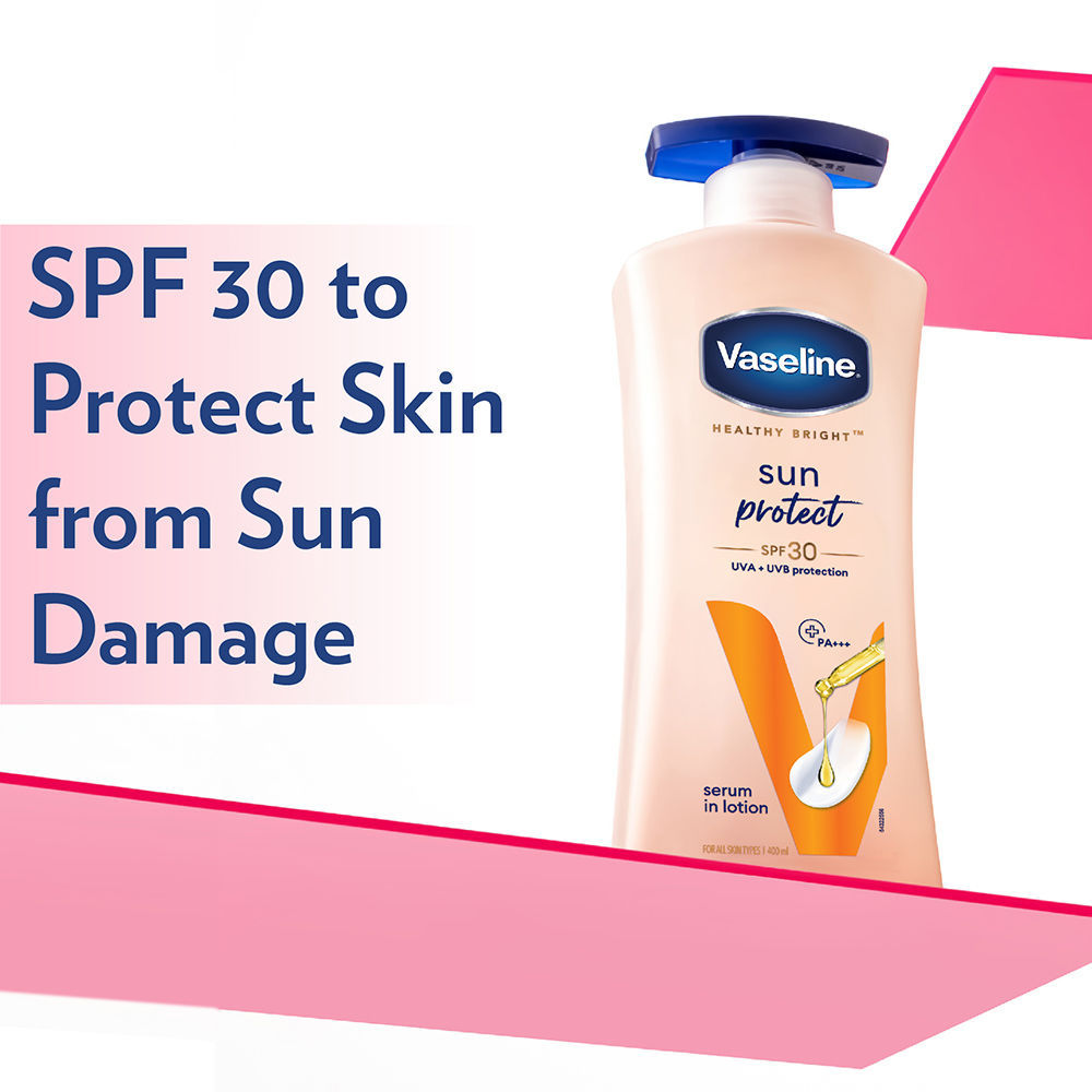 Vaseline Sun Protect SPF 30 Body Lotion, Reduces Tan Lines in 7 Days, UVA + UVB PA+++, 400ml Buy at Indicrest Image 4