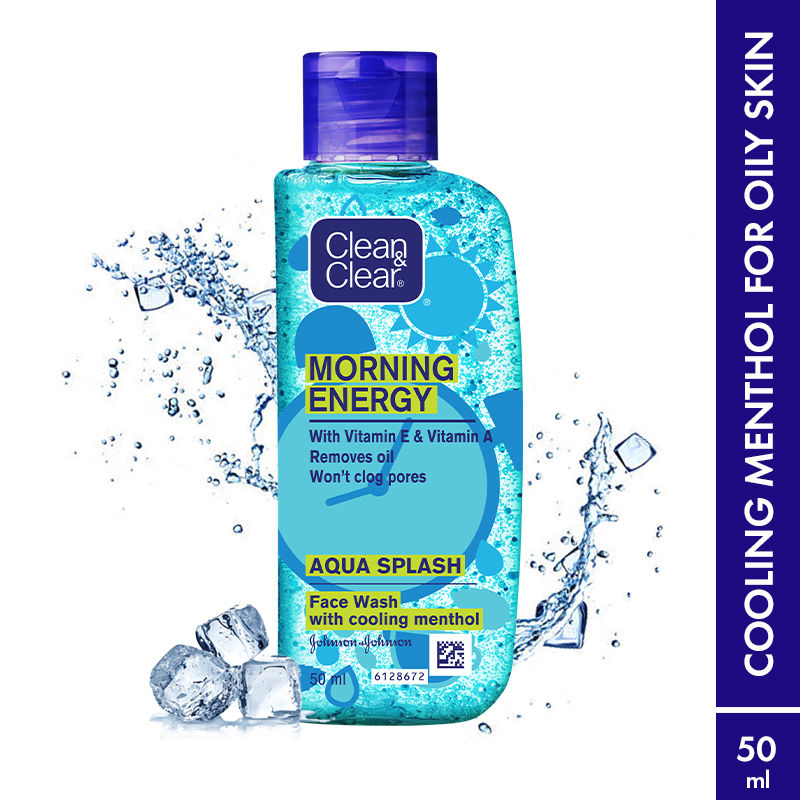 Clean & Clear Morning Energy Aqua Splash Face Wash - Gentle Cleanser with Menthol for Oily Skin, 50ml Buy at Indicrest