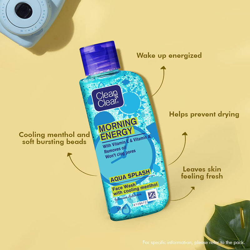Clean & Clear Morning Energy Aqua Splash Face Wash - Gentle Cleanser with Menthol for Oily Skin, 50ml Buy at Indicrest Image 4