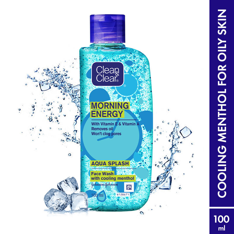 Clean & Clear Morning Energy Aqua Splash Face Wash - Gentle Cleanser with Menthol for Oily Skin, 100ml Buy at Indicrest