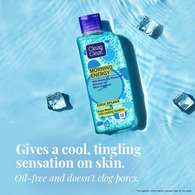 Clean & Clear Morning Energy Aqua Splash Face Wash - Gentle Cleanser with Menthol for Oily Skin, 100ml Buy at Indicrest Image 5