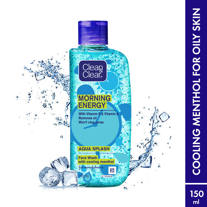 Clean & Clear Morning Energy Aqua Splash Face Wash - Gentle Cleanser with Menthol for Oily Skin, 150ml Buy at Indicrest