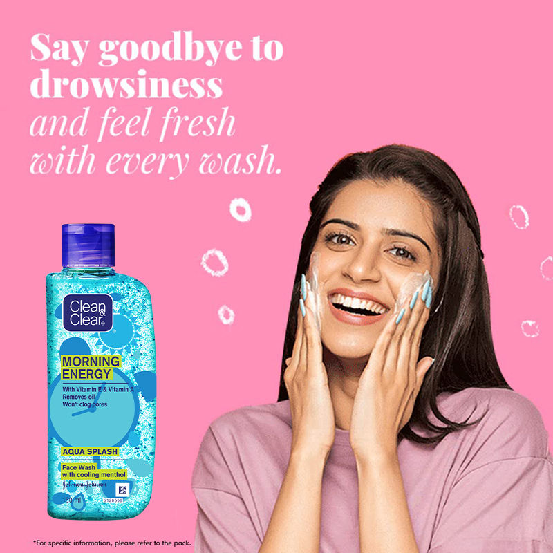 Clean & Clear Morning Energy Aqua Splash Face Wash - Gentle Cleanser with Menthol for Oily Skin, 150ml Buy at Indicrest Image 4