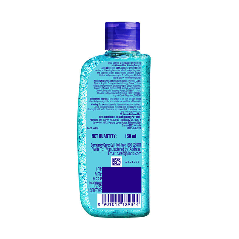 Clean & Clear Morning Energy Aqua Splash Face Wash - Gentle Cleanser with Menthol for Oily Skin, 150ml Buy at Indicrest Image 8