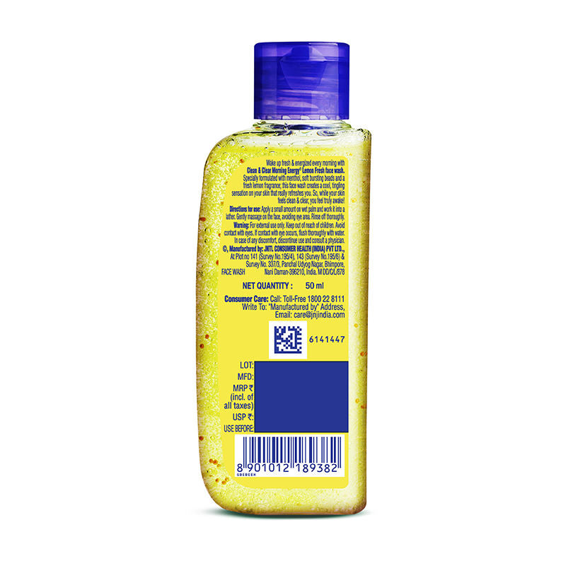 Clean & Clear Morning Energy Lemon Fresh Face Wash - Gentle Cleanser with Menthol for Oily Skin, 50ml Buy at Indicrest Image 8