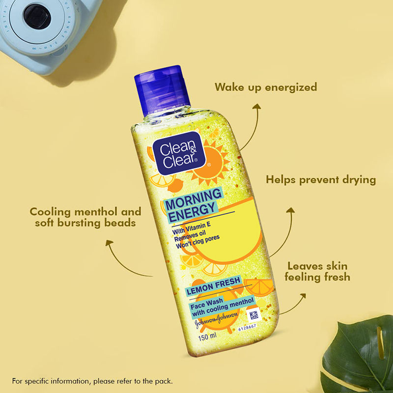 Clean & Clear Morning Energy Lemon Fresh Face Wash - Gentle Cleanser with Menthol for Oily Skin, 150ml Buy at Indicrest Image 3