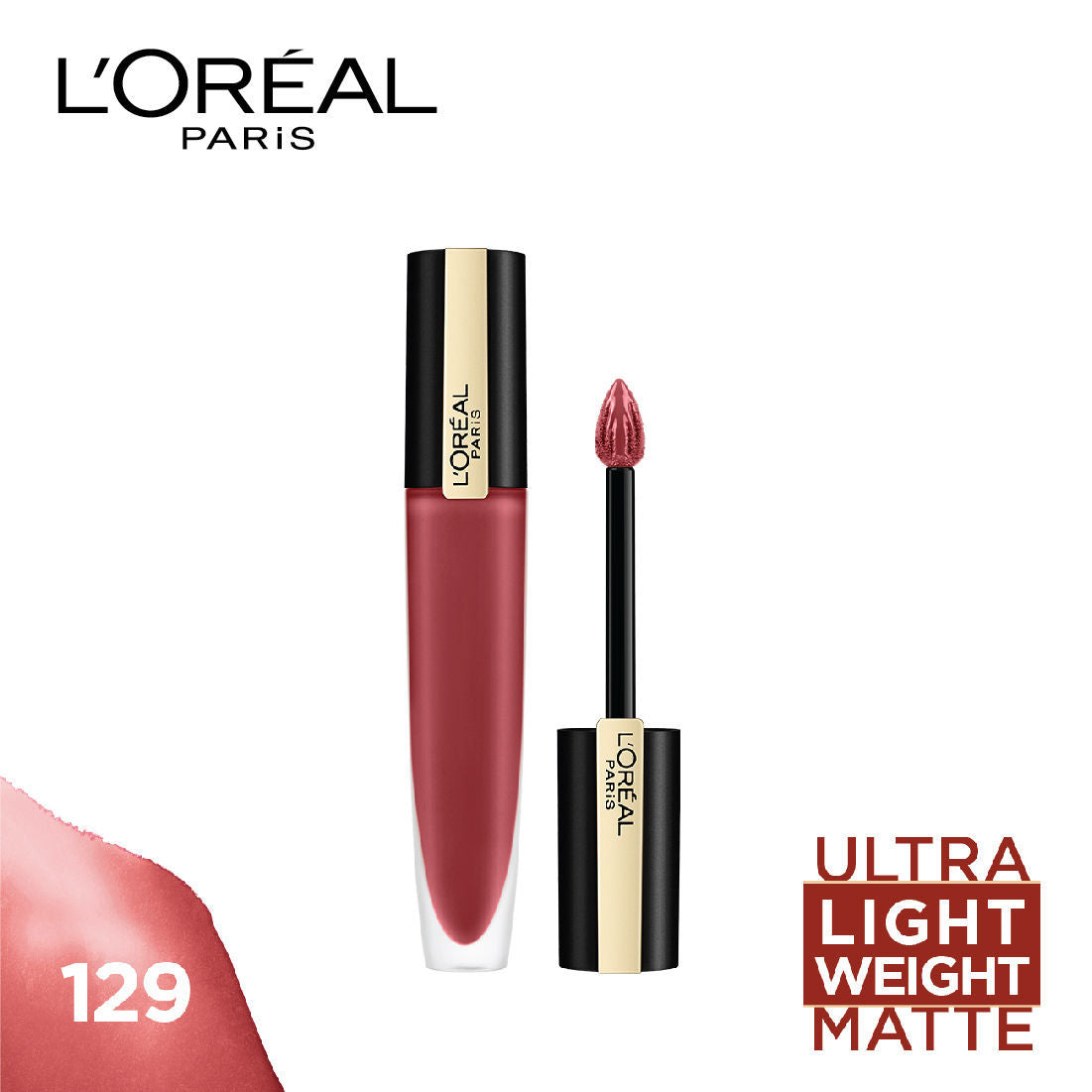 L'Oreal Paris Rouge Signature Matte Liquid Lipstick - 129 I Lead, 7ml Buy at Indicrest Image 2