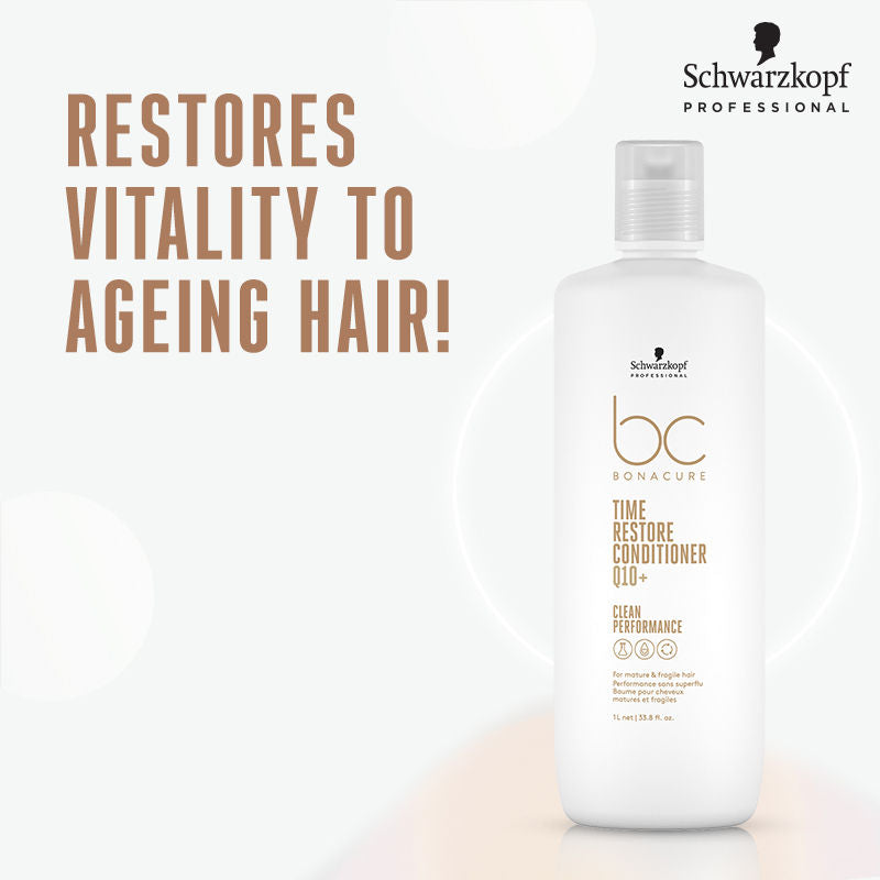 Schwarzkopf Professional Bonacure Time Restore Conditioner With Q10+ - For Mature Hair, 1000ml Buy at Indicrest Image 3
