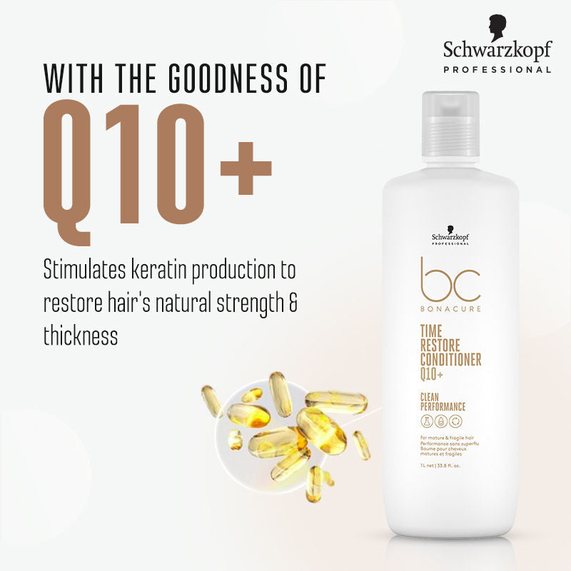 Schwarzkopf Professional Bonacure Time Restore Conditioner With Q10+ - For Mature Hair, 1000ml Buy at Indicrest Image 5