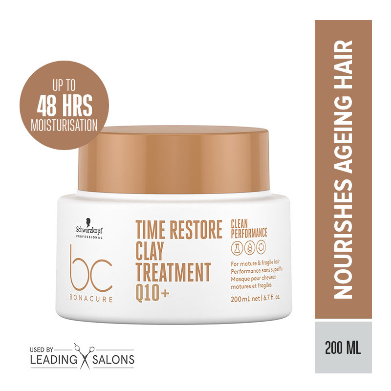 Schwarzkopf Professional Bonacure Time Restore Clay Treatment Mask With Q10+ - For Mature Hair, 200ml Buy at Indicrest