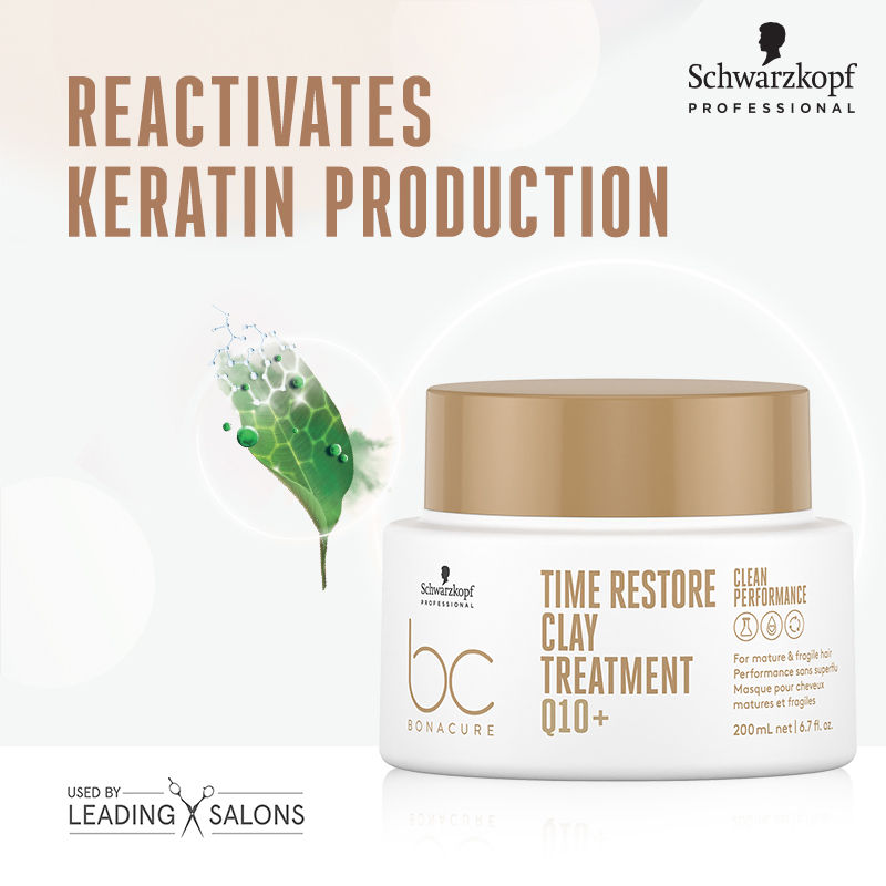 Schwarzkopf Professional Bonacure Time Restore Clay Treatment Mask With Q10+ - For Mature Hair, 200ml Buy at Indicrest Image 2