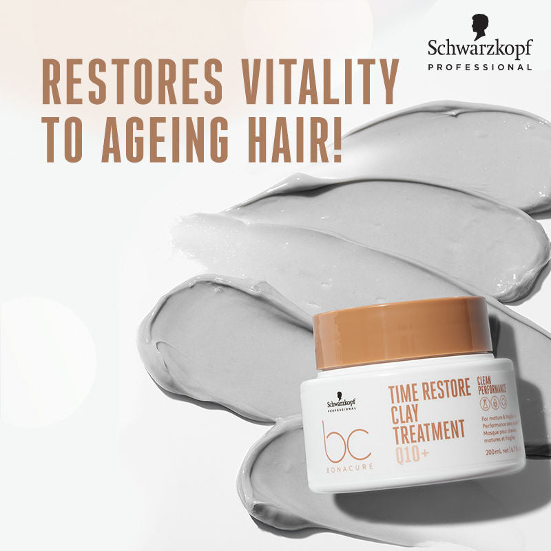 Schwarzkopf Professional Bonacure Time Restore Clay Treatment Mask With Q10+ - For Mature Hair, 200ml Buy at Indicrest Image 3