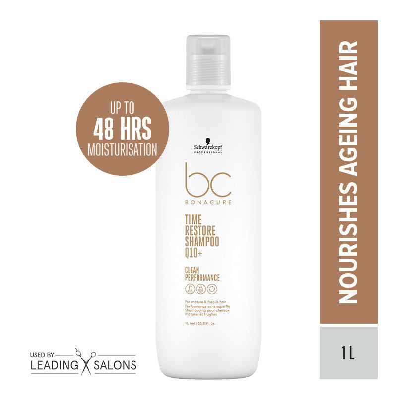Schwarzkopf Professional Bonacure Time Restore Shampoo With Q10+ - For Mature Hair, 1000ml Buy at Indicrest