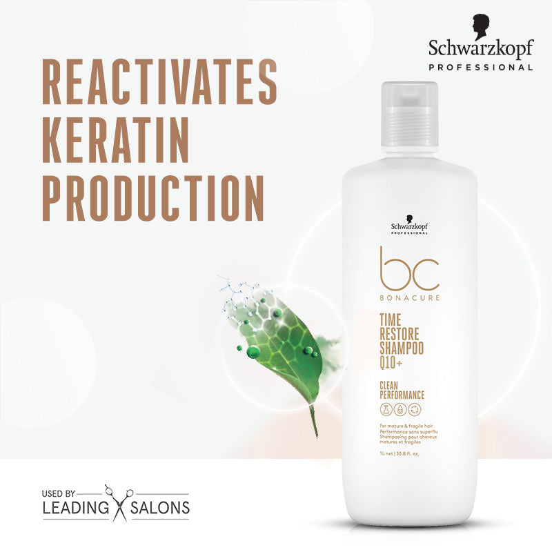 Schwarzkopf Professional Bonacure Time Restore Shampoo With Q10+ - For Mature Hair, 1000ml Buy at Indicrest Image 2