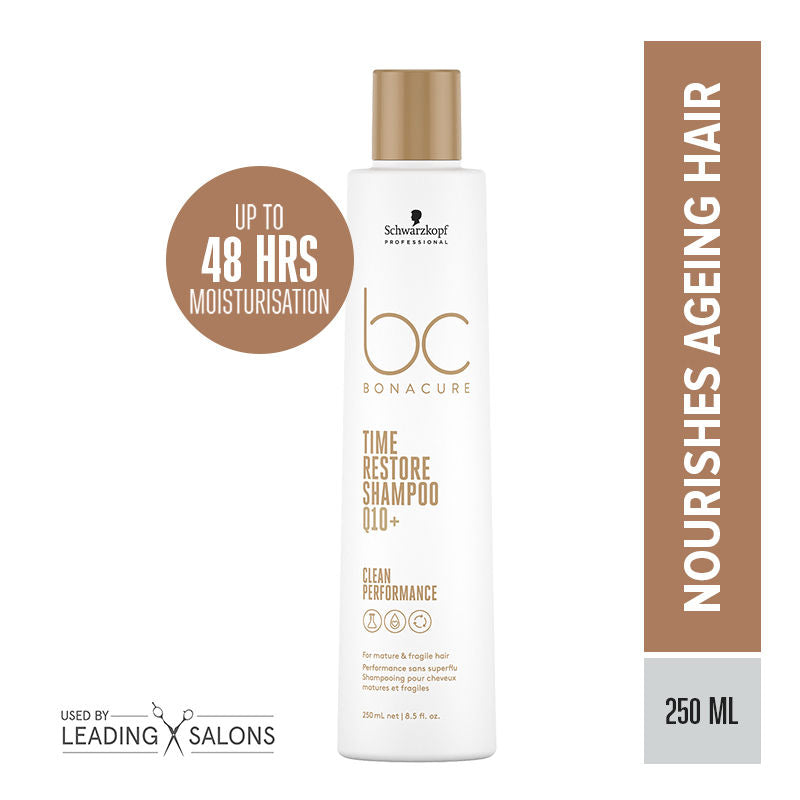 Schwarzkopf Professional Bonacure Time Restore Shampoo With Q10+ - For Mature Hair, 250ml Buy at Indicrest