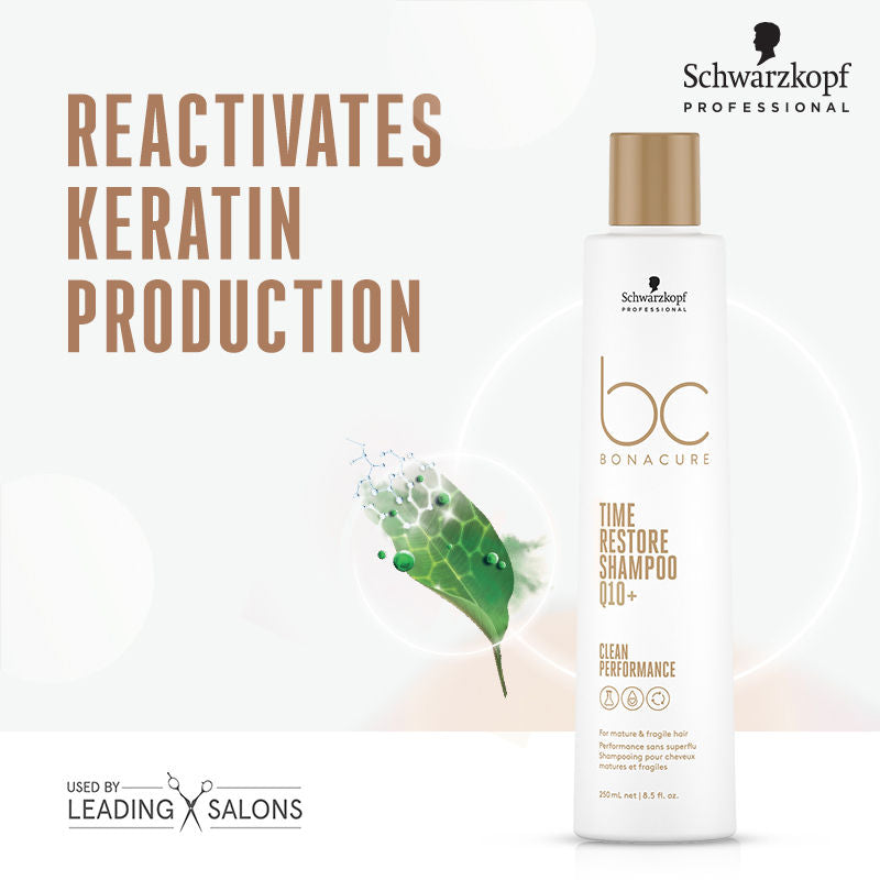 Schwarzkopf Professional Bonacure Time Restore Shampoo With Q10+ - For Mature Hair, 250ml Buy at Indicrest Image 2