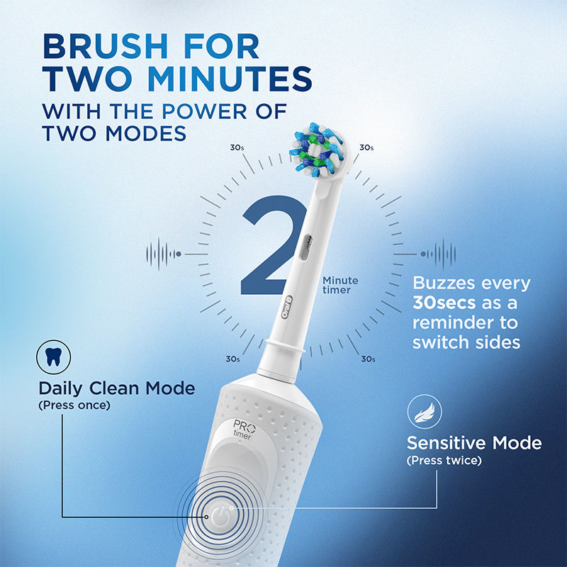 Oral-B Vitality 100 Cross Action Electric Rechargeable Toothbrush (White) Buy at Indicrest Image 3