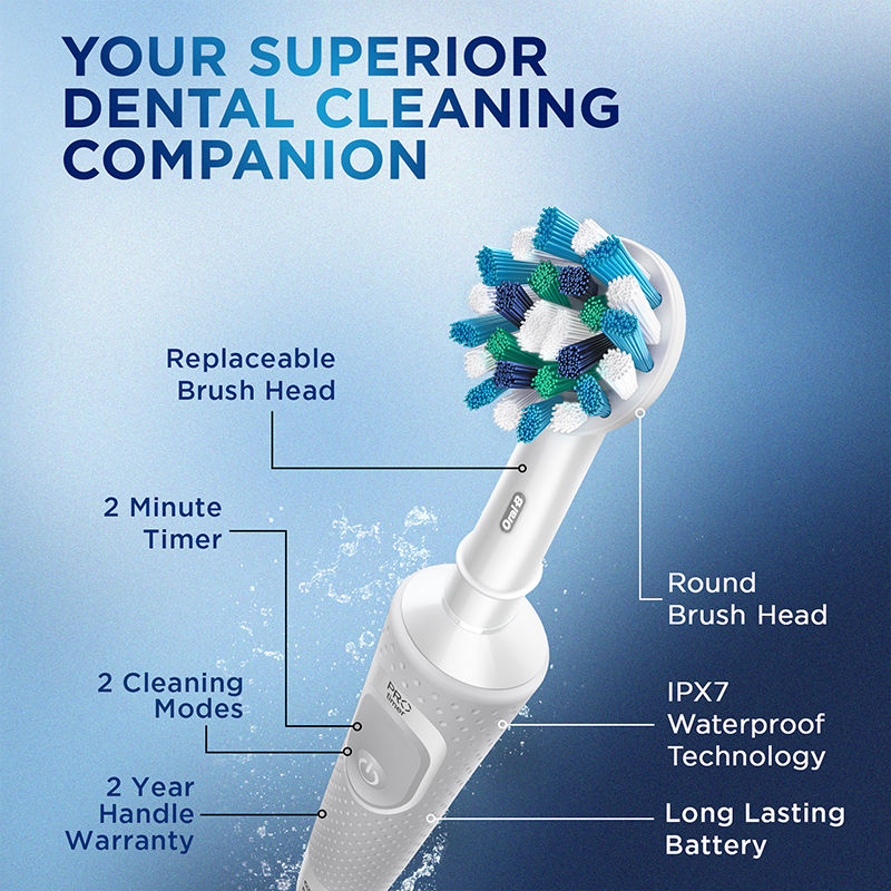 Oral-B Vitality 100 Cross Action Electric Rechargeable Toothbrush (White) Buy at Indicrest Image 7