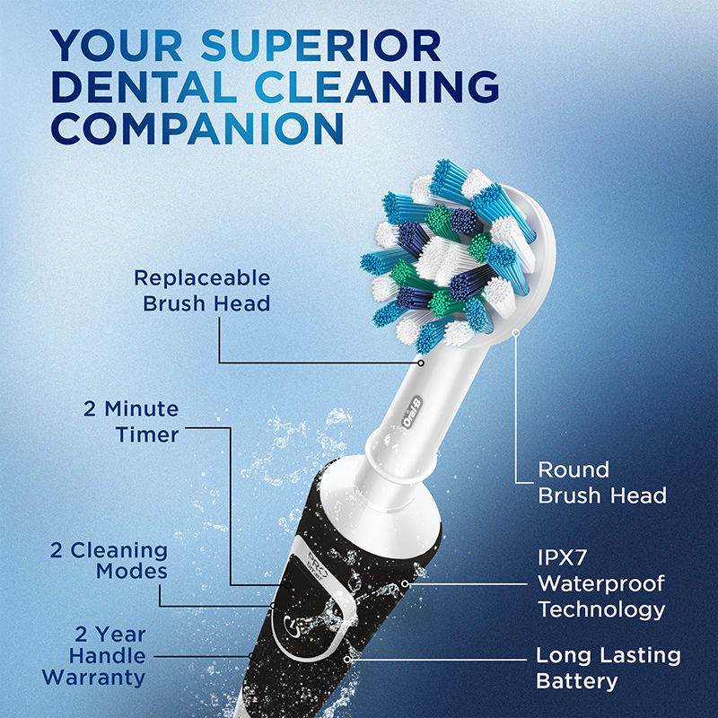 Oral-B Vitality 100 Cross Action Electric Rechargeable Toothbrush - Black Buy at Indicrest Image 7