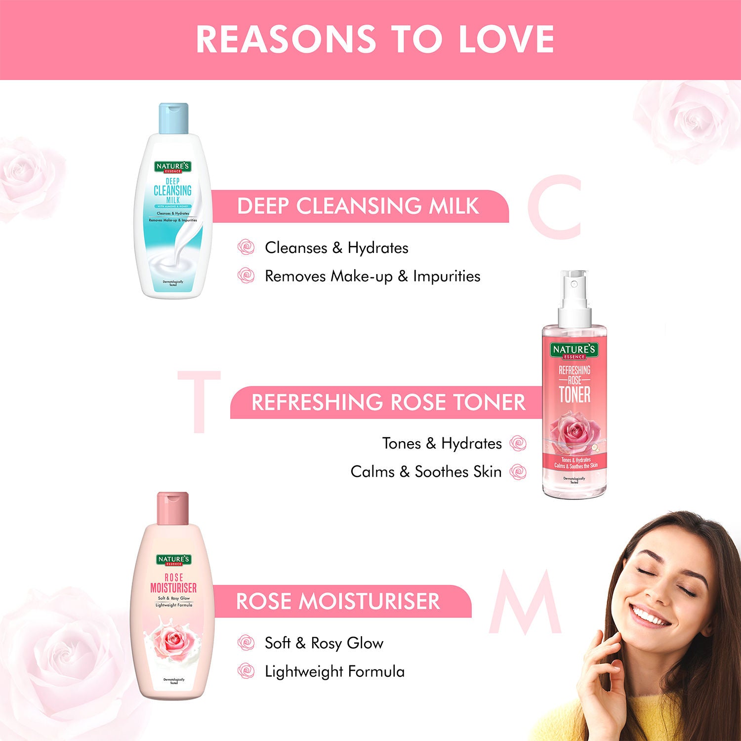 Nature's Essence CTM Combo - The Ultimate Skincare Trio (Cleansing Milk, Toner & Moisturiser), 300ml Buy at Indicrest Image 5