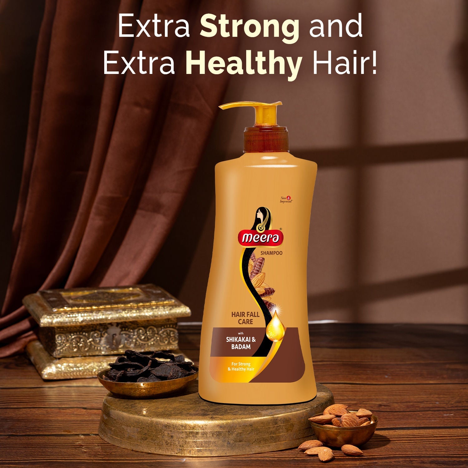 Meera Hairfall Care Shampoo, With Goodness Of Badam and Shikakai, 340ml Buy at Indicrest Image 2