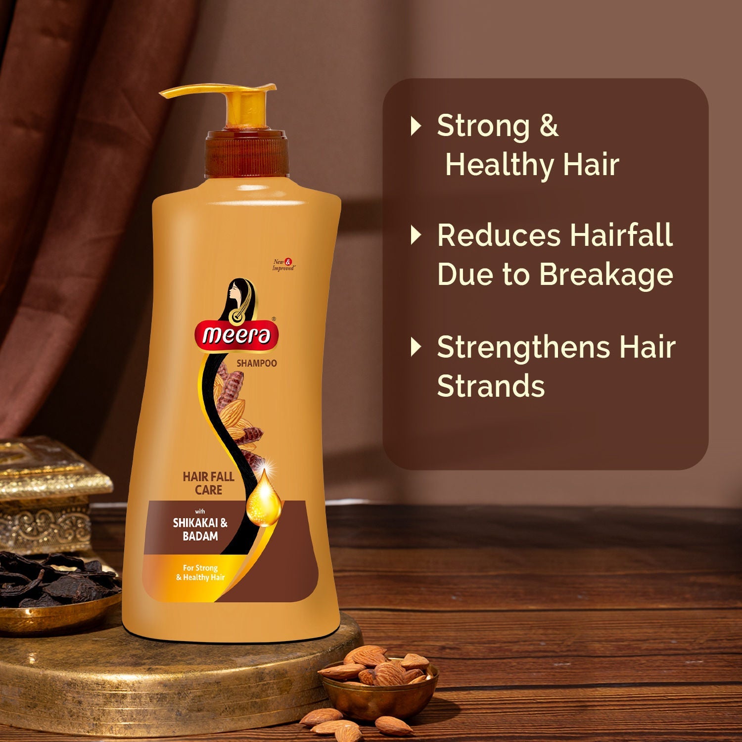 Meera Hairfall Care Shampoo, With Goodness Of Badam and Shikakai, 340ml Buy at Indicrest Image 3
