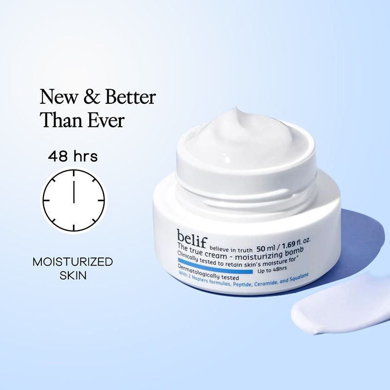 belif Moisturizing Bomb Cream-Vegan Korean Face Cream with Ceramides & Peptides For Barrier Repair, 50ml