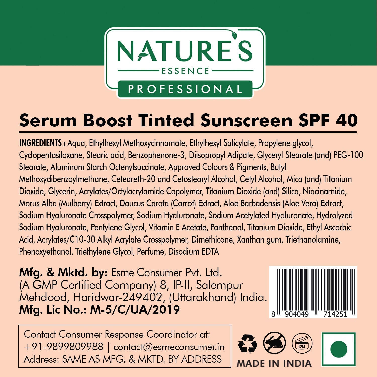 Nature's Essence Professional Serum Boost Tinted Sunscreen SPF 40 PA+++, 80g Buy at Indicrest Image 7