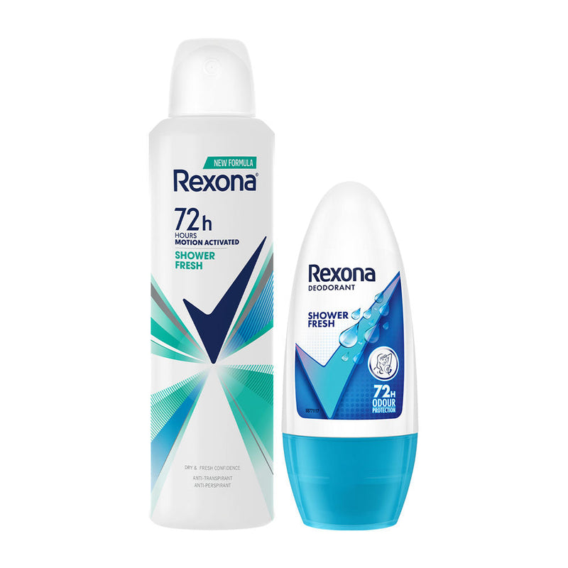 Rexona Shower Fresh Underarm Roll On, 50ml & Shower Fresh Antiperspirant Deodrant, 200ml 2 pieces Buy at Indicrest