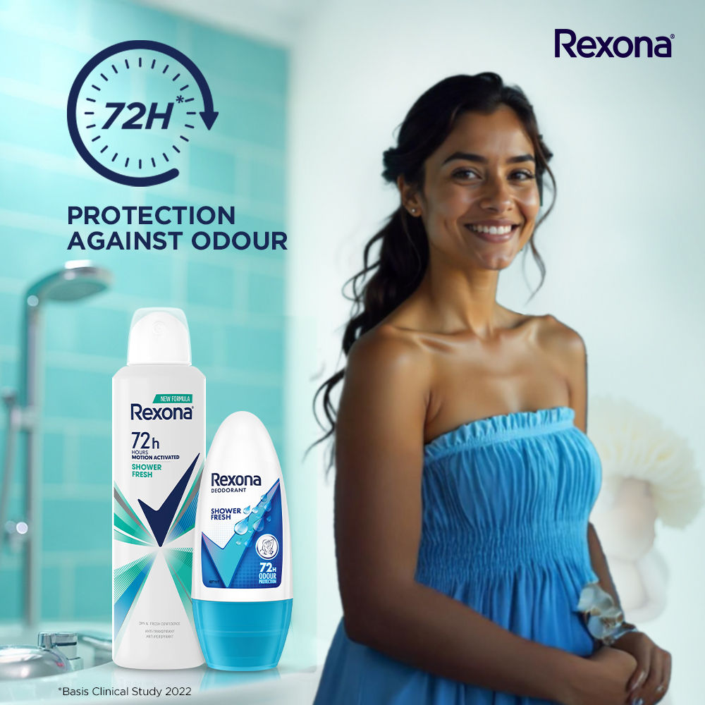 Rexona Shower Fresh Underarm Roll On, 50ml & Shower Fresh Antiperspirant Deodrant, 200ml 2 pieces Buy at Indicrest Image 7