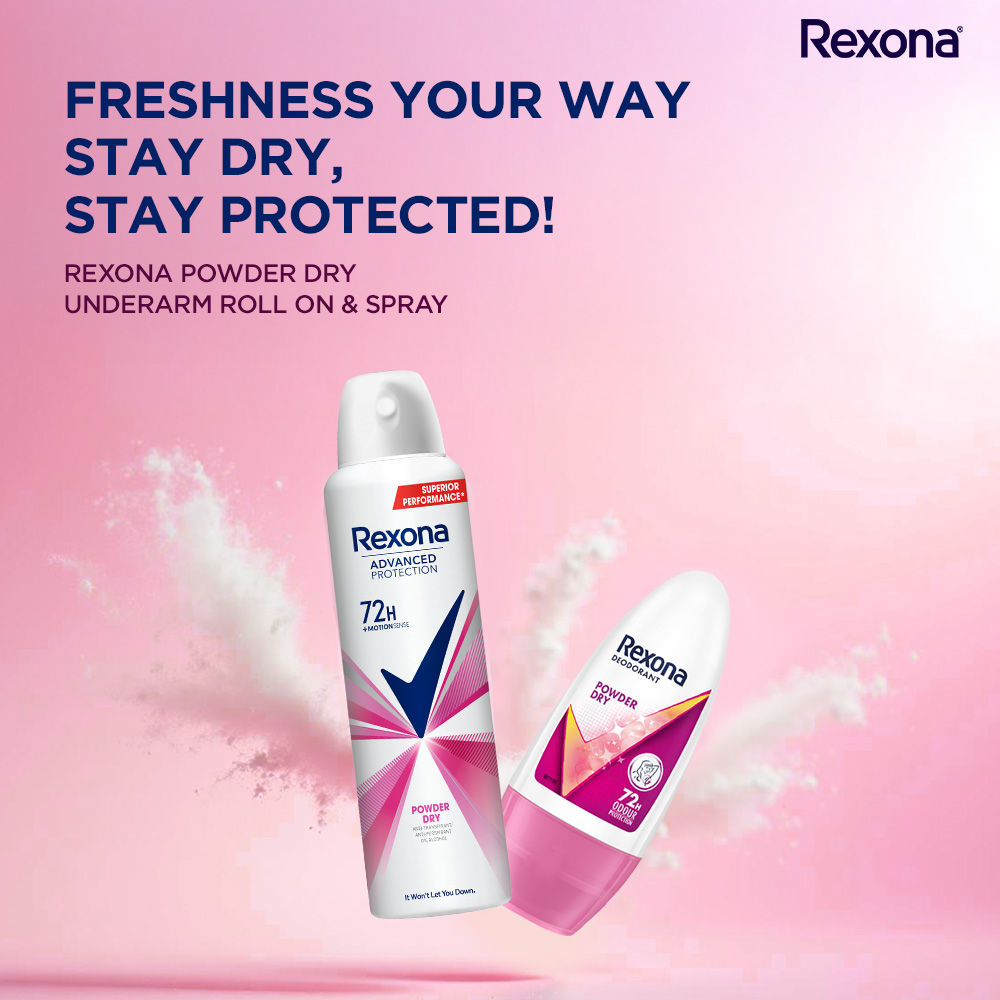 Rexona Powder Dry Underarm Roll On, 50ml & Powder Dry Antiperspirant Deodorant, 200ml 2 pieces Buy at Indicrest Image 4