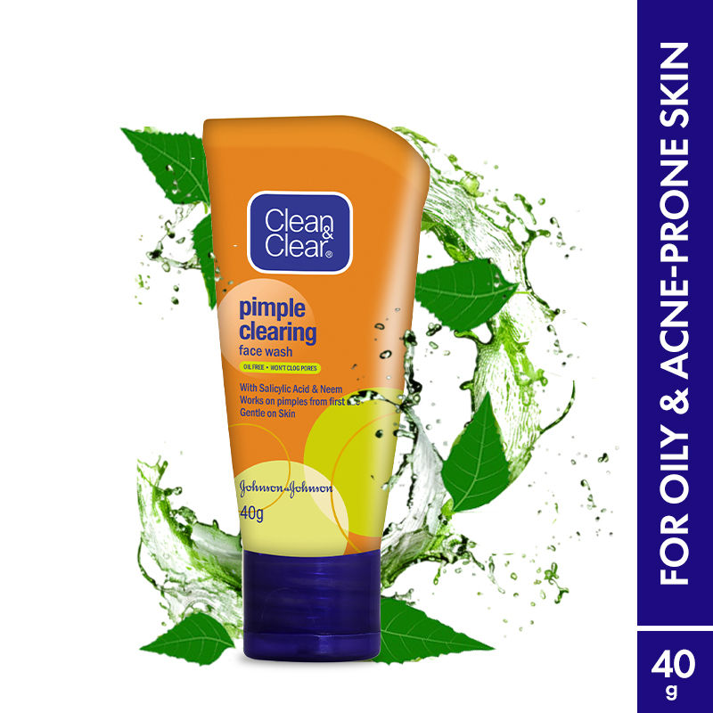 Clean & Clear Pimple Clearing Face Wash with Neem & Salicylic Acid for Oily and Acne-Prone Skin, 40g Buy at Indicrest