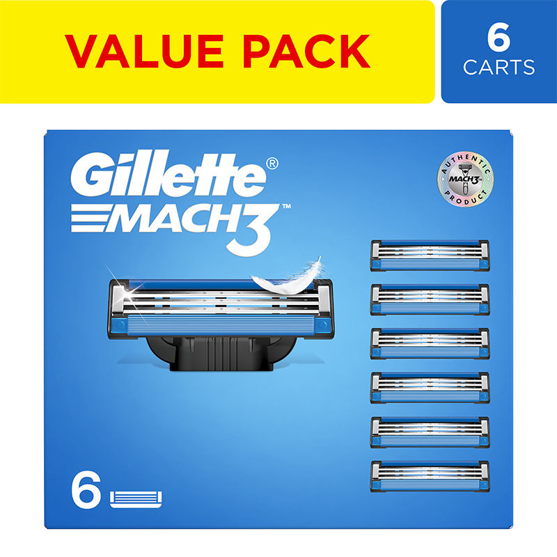 Gillette Mach 3 Shaving Blades for men (Pack Of 6 Cartridges) Buy at Indicrest