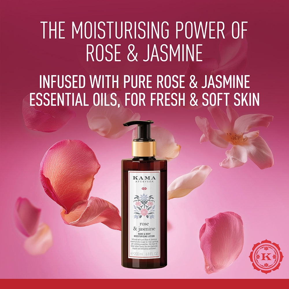 Kama Ayurveda Rose & Jasmine Lightweight & Hydrating with Paraben Free Hand And Body Lotion, 50ml