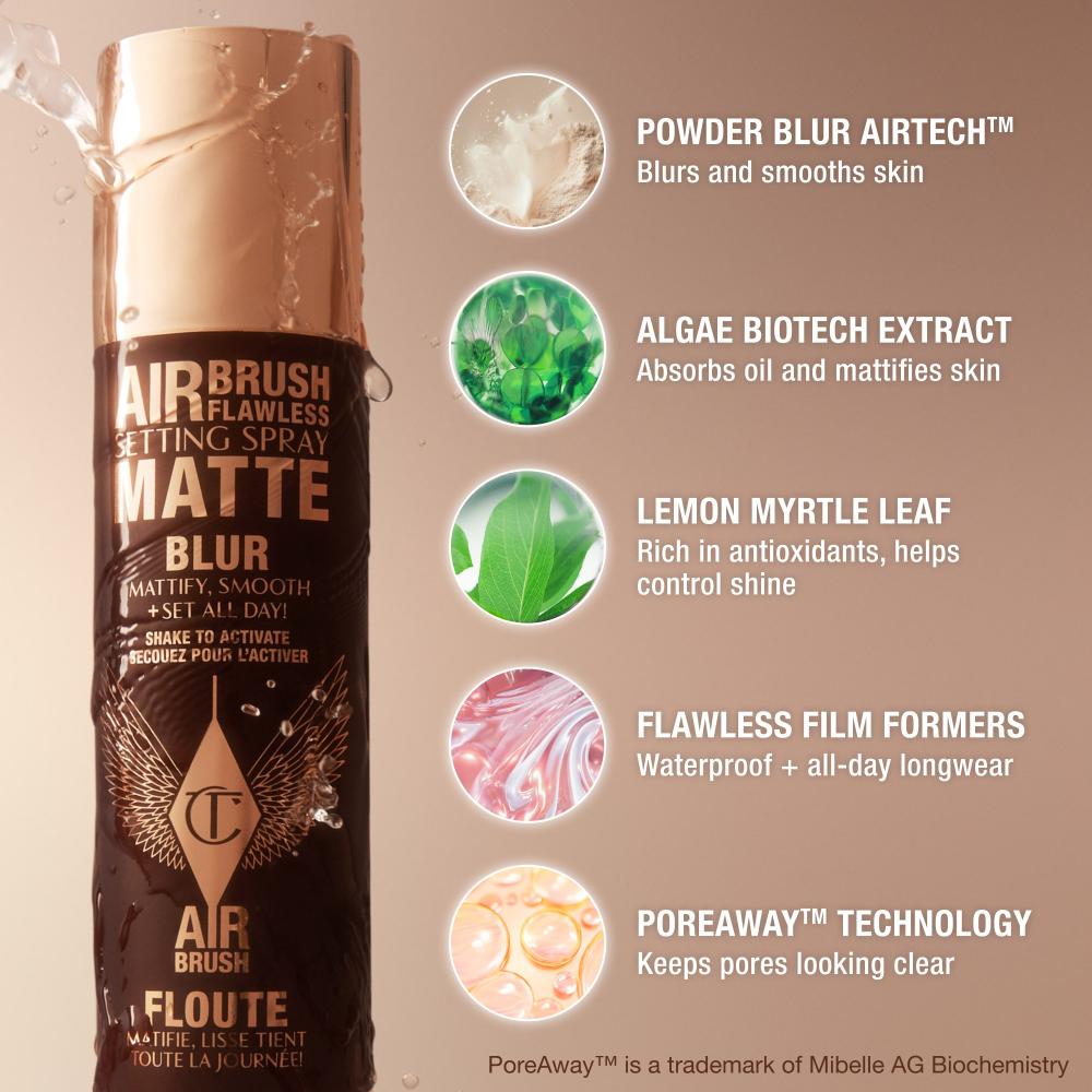 Charlotte Tilbury Airbrush Matte Setting Spray Travel Size, 34ml