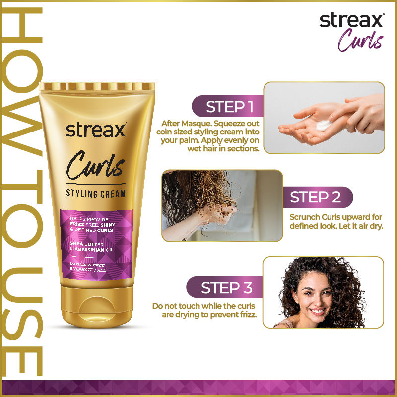 Streax Curls Styling Cream Sulphate And Paraben Free, 150g Buy at Indicrest Image 6