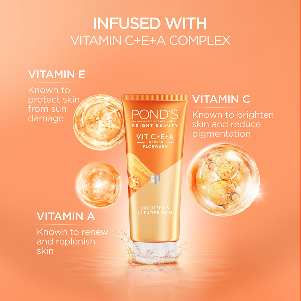 Pond’s Bright Beauty Vitamin C+E+A Gel Face Wash, 100ml Buy at Indicrest Image 4