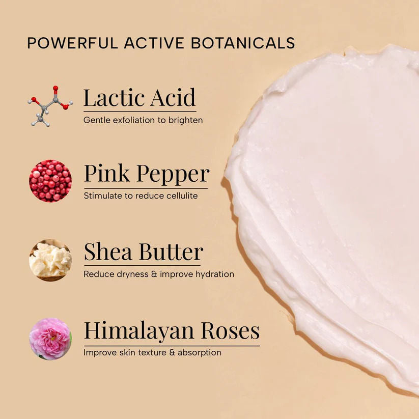 RAS Luxury Oils Brighten Exfoliating Creme Body Butter Enriched With Himalayan Roses & Pink Pepper, 100g