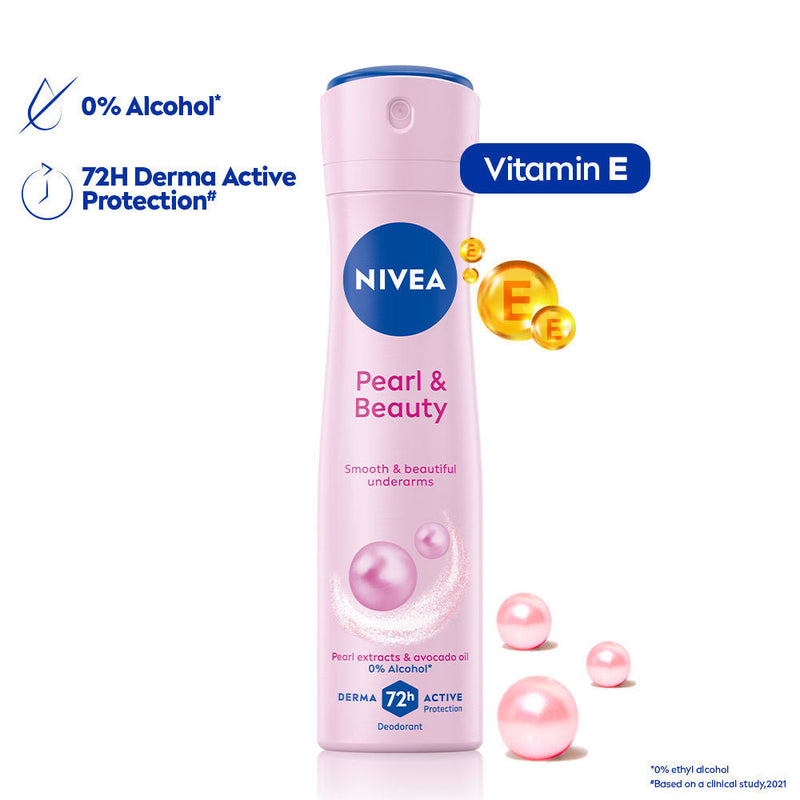 Nivea Deo Pearl & Beauty Extracts & 0% Alcohol, For Smooth Underarms, 48H Freshness and Odour Protection, 150ml Buy at Indicrest
