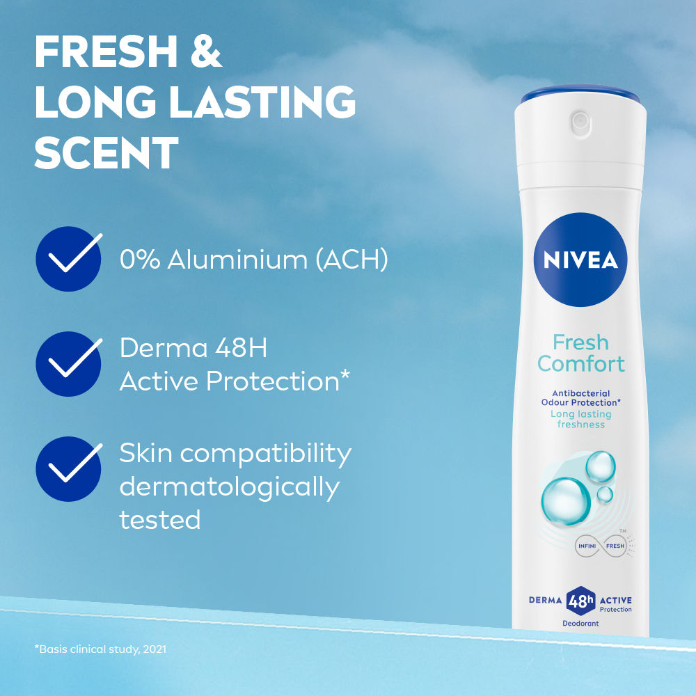 Nivea WoMEN Deodorant, Fresh Comfort, Long Lasting Freshness & 48h Protection, 150ml Buy at Indicrest Image 3