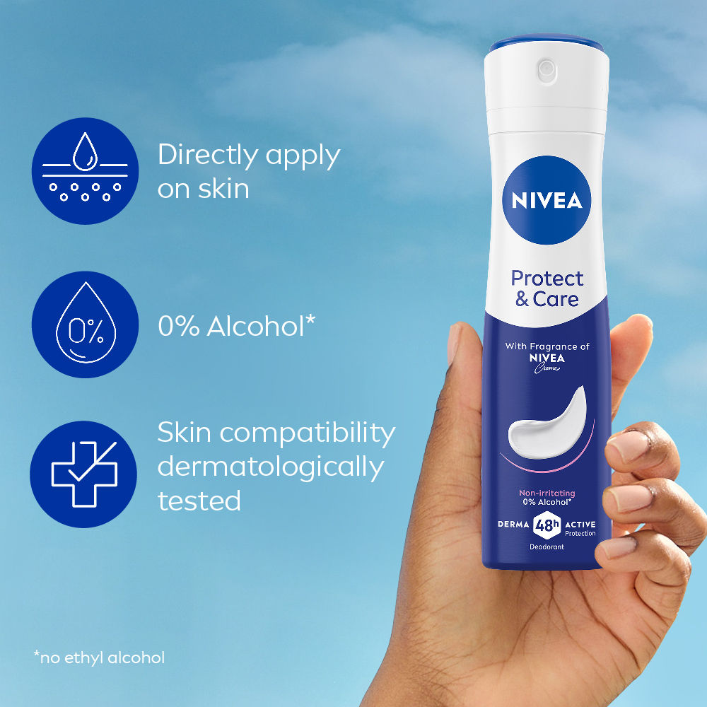 Nivea WoMEN Deodorant, Protect & Care, Non-Irritating & 48h Protection with Nivea Creme Fragrance, 150ml Buy at Indicrest Image 5