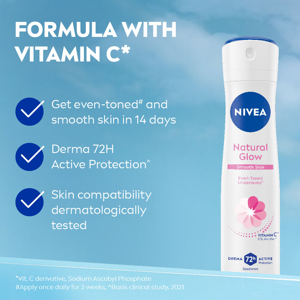 Nivea Natural Glow Smooth Skin Deo - Mulethi Extracts & 0% Alcohol - For Even Tone Underarms & 72H Odour Protection, 150ml Buy at Indicrest Image 3