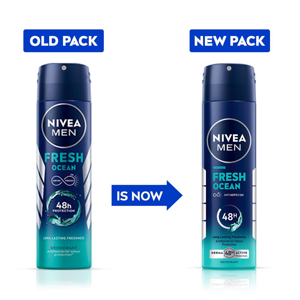 Nivea MEN Deodorant, Fresh Ocean, 48h Long lasting Freshness with Fresh Aqua Scent, 150ml Buy at Indicrest Image 2