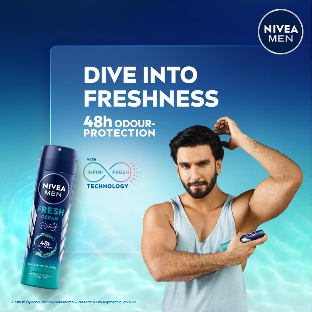 Nivea MEN Deodorant, Fresh Ocean, 48h Long lasting Freshness with Fresh Aqua Scent, 150ml Buy at Indicrest Image 3