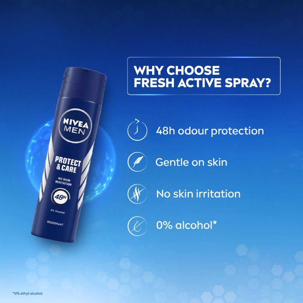 Nivea MEN Deodorant, Protect & Care, No Skin Irritation & 48h Freshness, 150ml Buy at Indicrest Image 3