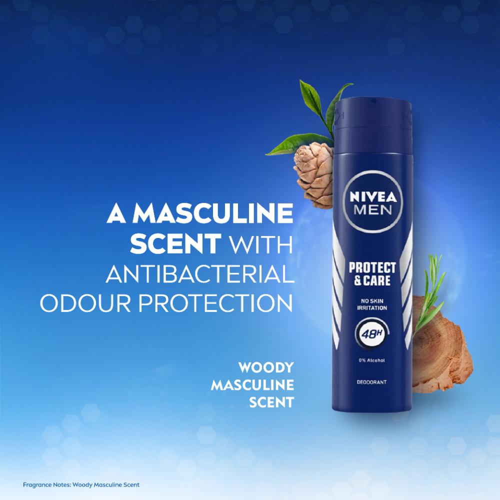 Nivea MEN Deodorant, Protect & Care, No Skin Irritation & 48h Freshness, 150ml Buy at Indicrest Image 4