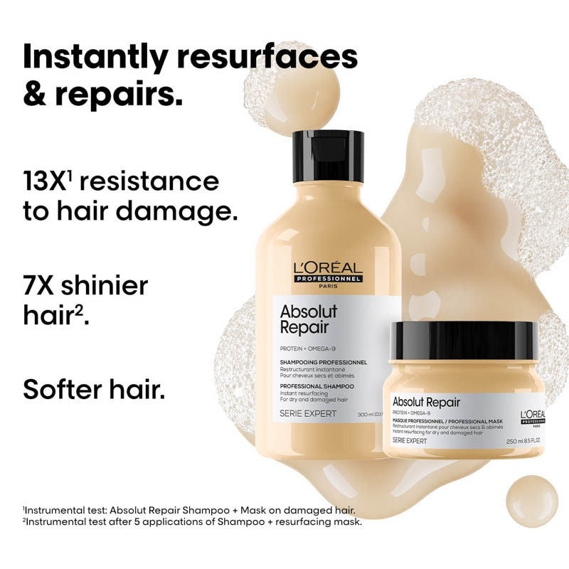L'Oreal Professionnel Absolut Repair Shampoo, 300ml | Hair Mask, 250ml | Hair Serum, 90g Combo For Damaged Hair