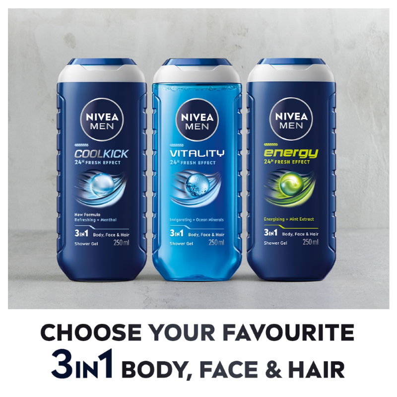 Nivea MEN Body Wash, Energy with Mint Extracts, Shower Gel for Body, Face & Hair, 250ml Buy at Indicrest Image 9