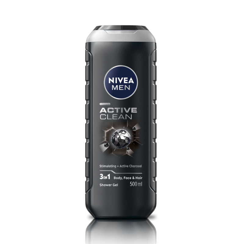 Nivea MEN Body Wash, Active Clean with Active Charcoal, Shower Gel for Body, Face & Hair, 500ml Buy at Indicrest